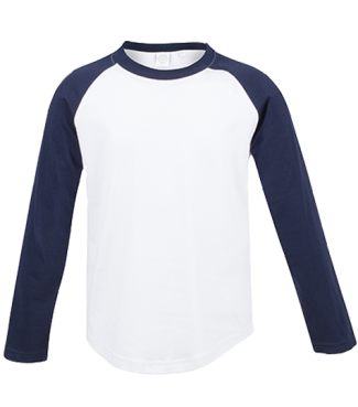Langarm Baseball Shirt Weiß/Dunkelblau | 152