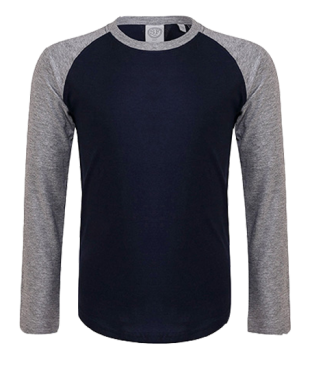 Langarm Baseball Shirt Dunkelblau-Grau | 128