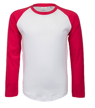 Langarm Baseball Shirt Weiß/Rot | 128